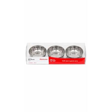 Imagem de Jogo de Mini Bowls Inox Martelado 170ml com 3 Peças  Tigelas para Molh