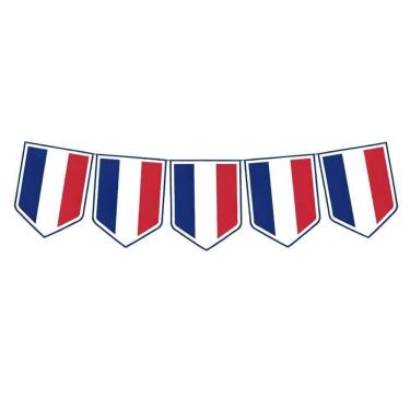 Imagem de Faixa Decorativa Bandeirinhas França 8m X 18cm Azul Branco Vermelho