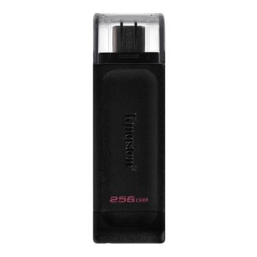 Imagem de Pendrive Datatraveler 70 256GB Type-C 3.2 Compacto Preto Kingston