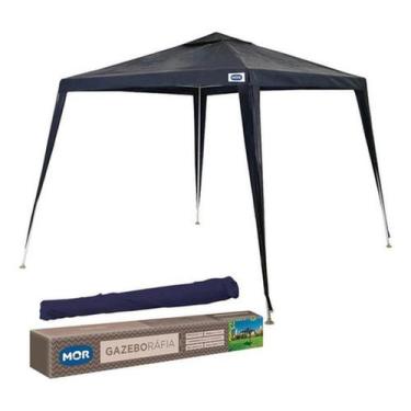 Imagem de Tenda Gazebo Mor Ráfia P/ Praia Aço Carbono 2,4x3m, Azul