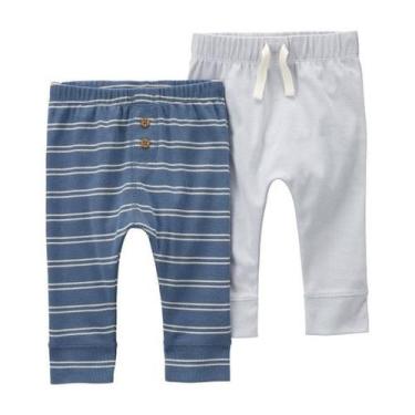 Imagem de KIT 2 CALÇAS CARTER'S AZUL E LISTRAS MENINO - Roupas de Bebê, 3-6 M