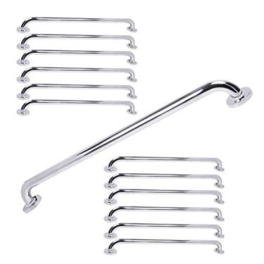 Imagem de Alça Barra de Apoio 80cm Inox Kit 12 Uni Banheiro Suporte Idoso Defici