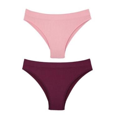 Imagem de Kit/2 Calcinha Biquíni Delrio 5197 Feminina Sem Costura Canelada Micro