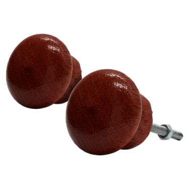 Imagem de kit 2 Puxadores De Madeira Ponto Gaveta Porta De Armário SM (Mogno)