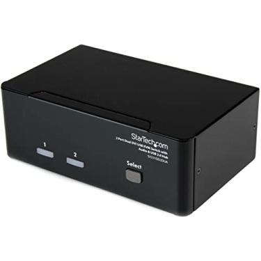 Imagem de StarTech. comutador DVI KVM com áudio e hub USB 2.0 – Interruptor KVM USB de 2 portas – 1920 x 1200 – Interruptor KVM de monitor duplo (SV231DD2DUA)