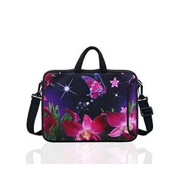 Imagem de Capa de ombro para laptop de 10 polegadas e bolsa para tablet para a maioria dos iPads, notebook/eBook/leitores de 25,4 cm, 25,7 cm, 10,2 polegadas (flor)