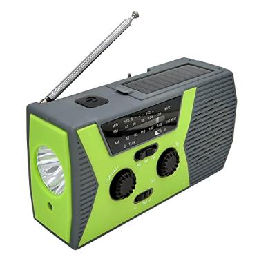 Imagem de Strachey Rádio portátil AM/FM e NOAA rádio externo de emergência solar com manivela com lanterna LED alarme SOS com bateria 2000mAh saída USB