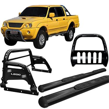 Imagem de Kit Quebra Mato +Estribo Oval +Santo Anto H3 L200 2004 Preto