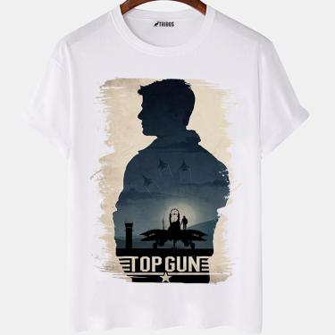 Imagem de Camiseta masculina Top Gun Filme Tom Cruise Famoso Camisa Blusa Branca Estampada