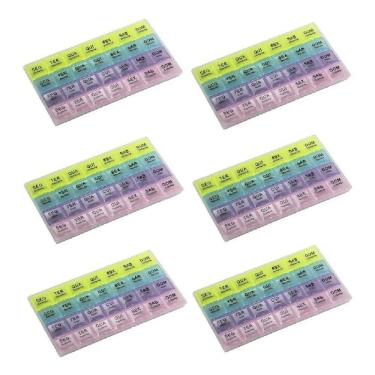 Imagem de Kit 6 Pçs Caixa Para Medicamento Porta Comprimidos Semanal Diário 28 Compartimentos