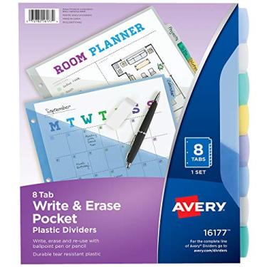 Imagem de Divisórias de plástico Avery duráveis, 8 Guias, Multicor, 1-Pack
