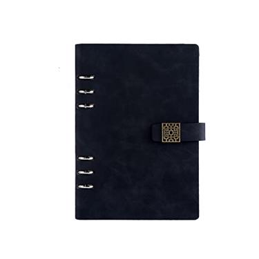Imagem de Fivela Magnética Capa Dura A5 Caderno de Couro Bloco de Notas Caderno de Argolas Planejador Agenda Livro de Notas de Negócios Papelaria, chk, preto, A5