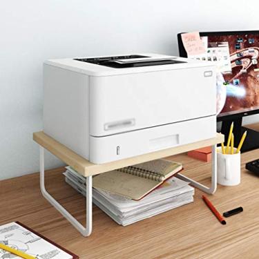 Imagem de Suporte de impressora Suporte de impressora de mesa simples Rack de armazenamento empilhável para impressora, laptop, tablet de mesa e suporte de telefone (1 pacote) Suporte de impressora para mesa (tamanho: H 22cm)