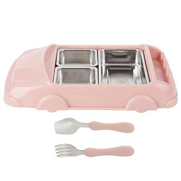Imagem de Lancheira infantil,lancheira dividida em a?o inoxid¨¢vel 304 anti-queimadura com tr¨ºs compartimentos para evitar que os alimentos escapem(pink), Lancheira infantil Recipiente Almo?o Caixa de Arma