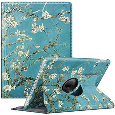 Imagem de Fintie Capa giratória para iPad 9ª geração (2021) / 8ª geração (2020) / 7ª geração (2019) 10,2 polegadas - suporte giratório de 360 graus com suporte para lápis, hibernar automaticamente, flor branca