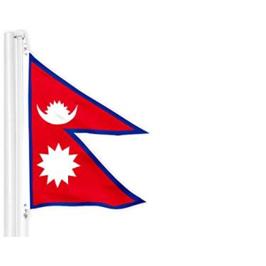 Imagem de G128 Bandeira do Nepal Nepal | 9,5 x 1,5 m | LiteWeave Pro Series Impresso Poliéster 150D | Bandeira do país, interior/exterior, cores vibrantes, ilhós de latão, mais grosso e mais durável do que
