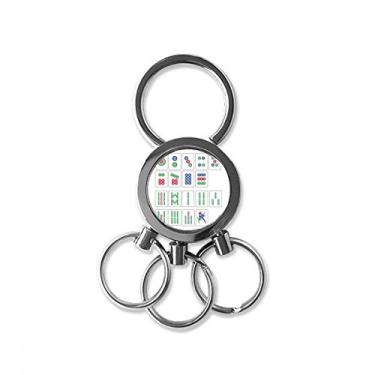 Imagem de Cultura Chinesa Mahjong Jogo de Xadrez Aço Inoxidável Chaveiro Chaveiro Carro Chaveiro Clipe Presente, Multicolorido.