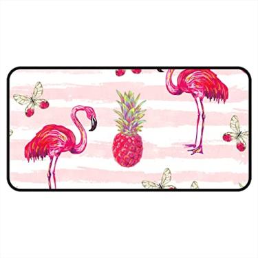 Imagem de Tapetes de cozinha rosa flamingo abacaxi borboleta área de cozinha tapetes e tapetes antiderrapantes tapete de cozinha tapetes de porta de entrada laváveis para chão de cozinha casa escritório pia lavanderia interior exterior 101,6 x 50,8 cm