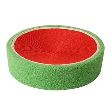 Imagem de Arranhador de Gato Sisal, Almofada de Arranhador de Sisal de Forma Redonda, Cama de Arranhador de Gato para Proteção de Móveis, de Treimen, vermelho verde