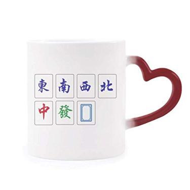 Imagem de Caneca chinesa Mahjong Game Heat Sensitive Mudança de cor vermelha Caneca de grés