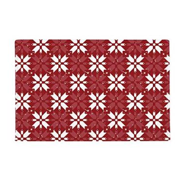 Imagem de DIYthinker Decoração de Natal Tapete de chão com padrão branco vermelho antiderrapante Tapete para porta de banheiro