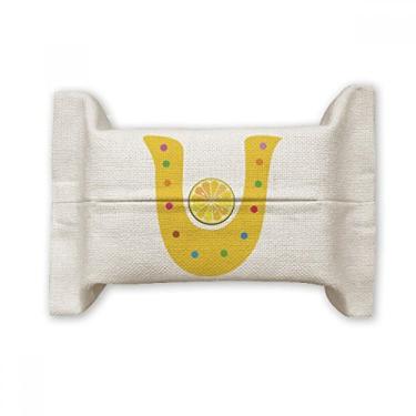 Imagem de Bolsa de linho de algodão com estampa fofa de frutas e alfabeto U