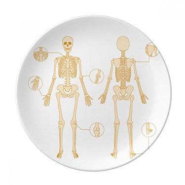 Imagem de Prato de esqueleto humano com ilustração de esqueleto decorativo de porcelana salver talheres, prato de jantar