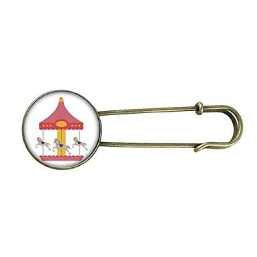 Imagem de Broche de metal retrô colorido com estampa de parque de museu de carrossel