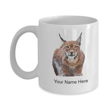 Imagem de Caneca personalizada de gato lynx – Caneca de café para amantes de lynx Ideia, crianças, meninos e meninas – Caneca de café de 325 ml