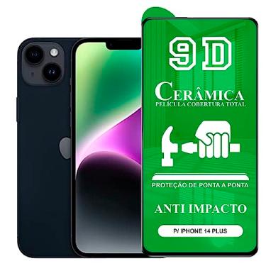 Imagem de Película Compatível com iPhone 14 Plus - 9D Cerâmica Protetora Resistente Anti Impacto Queda Choque Shock Flexível Nano Gel Compatível com 3D 5D 100D
