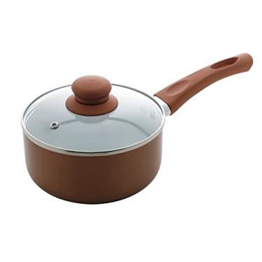 Imagem de PANELA DE ALUMÍNIO REVESTIDA EM CERÂMICA E CABO DE SILICONE C/TAMPA DE VIDRO ROSÉ 36,5x20cm