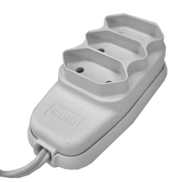 Imagem de Extensão eletrica 10A 8 metros com 3 Tomada de 2 pinos Ilumi Cor:Cinza