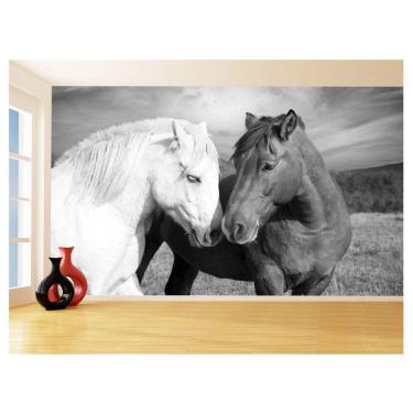Imagem de Papel De Parede Animais Casal Cavalos Fazenda 3,5M Anm344