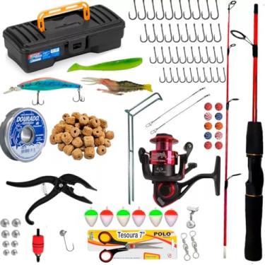 Imagem de Kit Pesca Completo Vara 1,20m Molinete 3 rolamento e Maleta