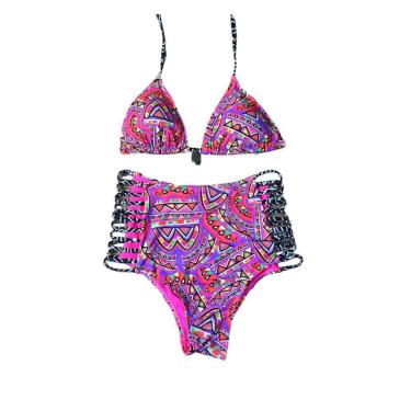 Imagem de Biquíni Cortininha Cintura Alta Com Tiras Laterais (Forma Pequena)