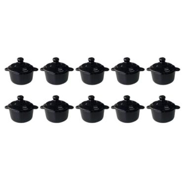 Imagem de Panelinha de Cerâmica Mini Caçarola Degustação Molho Sobremesa Kit 10 unidades (Preto)