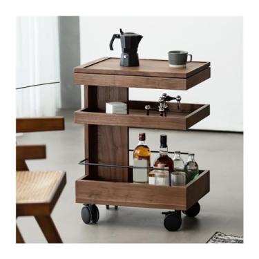 Imagem de Mesa lateral para sala de estar carrinho lateral vários, móveis simples nogueira preta lateral vários, com rodas lado sofá várias mesas de centro para sala de estar