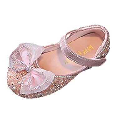 Imagem de Sandálias de caminhada para meninas moda primavera e verão sandálias para meninas vestido dança desempenho princesa sapatos meninas chinelos, Rosa, 6.5 Toddler