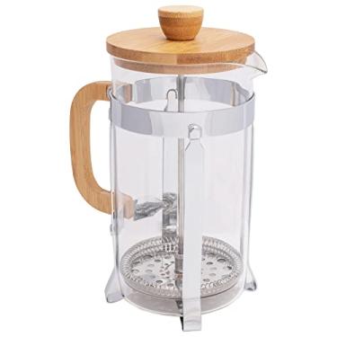 Imagem de Elanze Designs Madeira natural de madeira de 0,6 litros, vidro cromado, madeira de bambu, prensa francesa, cafeteira e máquina de chá de folhas soltas