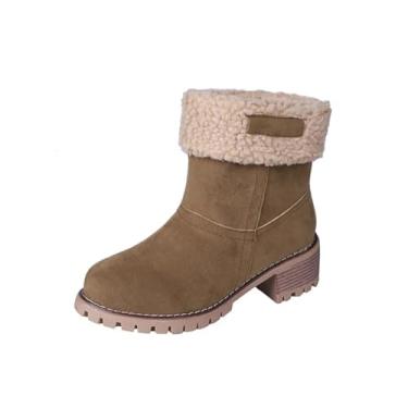 Imagem de Generic Botas de inverno das mulheres Mulheres Fur Warm Snow Boots Senhoras Botas quentes Ankle Boot Sapatos confortáveis Casual Botas femininas,Camel,37