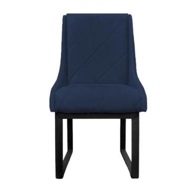 Imagem de Cadeira Para Sala De Jantar Lizz Base De Ferro Veludo Azul Marinho - D