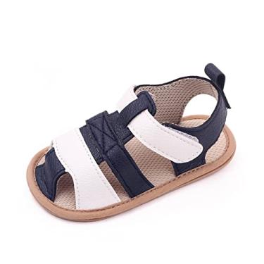 Imagem de Sandálias infantis bebê menino menina bico fechado sandálias esportivas ao ar livre criança princesa sapatos rasos sandálias de verão para crianças, Azul, 3-6 Meses