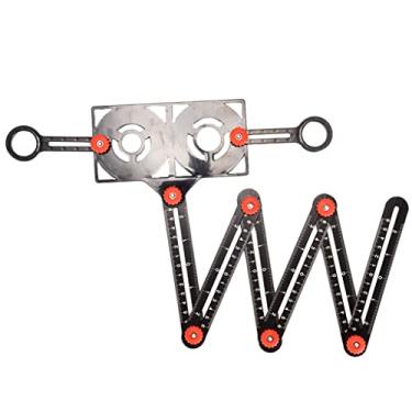 Imagem de Ｂｅｓｇａ Liga de Alumínio Multi ângulo Régua Modelo Ferramenta Cerâmica Telha Localizador Régua Dobrável para Diy Carpinteiros Telhas Medição, 6 vezes, Tamanho real