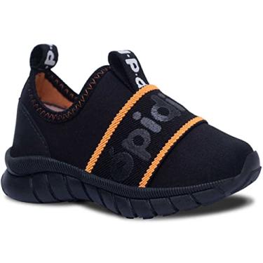 Imagem de Tenis Casual Infantil Nº 20 ao 27 Menina Menino Moda Calce Fácil 11.59 (Preto/Laranja, BR, Criança de 1 a 3 anos, Numérico, 20)