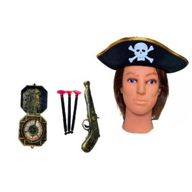 Imagem de Kit Infantil Chapéu De Pirata Com 2 Acessórios Fantasia - Blook