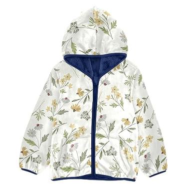 Imagem de KLL Jaqueta de lã com padrão floral sem costura para meninos e meninos jaquetas azul marinho menino jaqueta com zíper 3T, Padrão floral sem costura, 9-10 Anos
