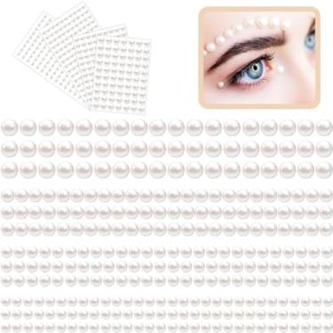 Imagem de Meia Pérola Adesiva Autocolante/Cor Branca, Creme Tamanho 4mm-6mm-8mm-10mm, Cartela Adesiva Meia Pérola Artesanato (Creme, 8mm/126 Unidades)