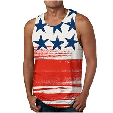 Imagem de Cami Tank Track Yoga Jogger Coletes para homens verão outono gola canoa bandeira dos EUA floral camiseta masculina 2024 moda, K-641 Branco, G