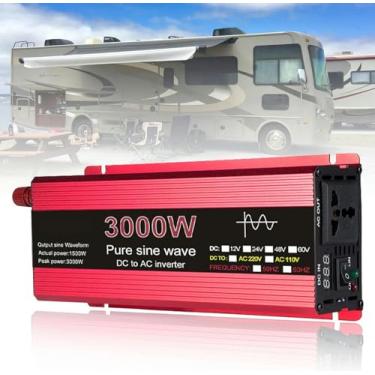Imagem de Inversor De Onda Senoidal Pura 3000W 2200W 1600W 1000W, Dc (12V/24V) Para Ac (110V/220V), Transformador/Conversor De Energia/Inversor Solar, Para Caravana/Acampamento/Viagem,3KW-12V*-1