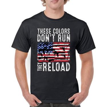 Imagem de Camiseta masculina These Colors Don't Run They Reload 2nd Amendment 2A Second Right American Flag Don't Tread on Me, Preto, P